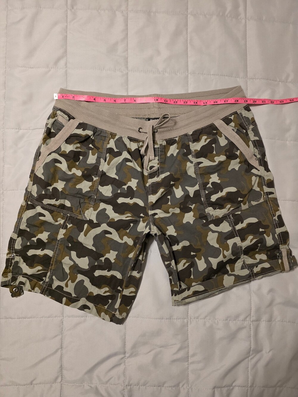Evans Women's Camo Cargo Shorts - Olive, Khaki, Beige, Sz 16
